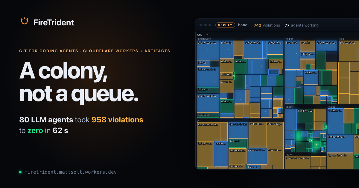 FireTrident — Git coordination for coding agents that share one repository, on Cloudflare Workers,…